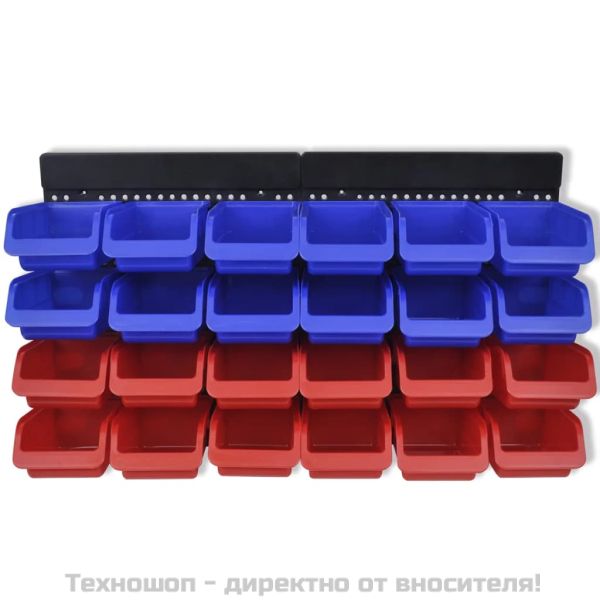 Органайзер за инструменти за стенен монтаж, 2 броя, син и червен