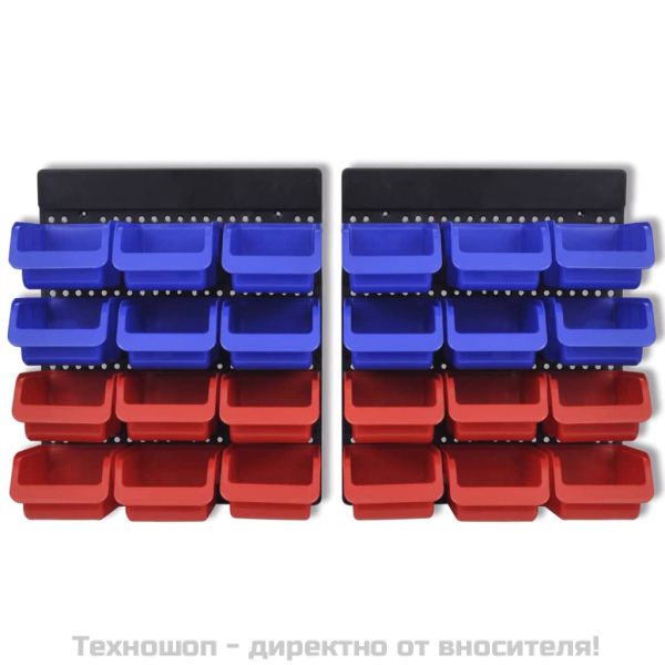 Органайзер за инструменти за стенен монтаж, 2 броя, син и червен