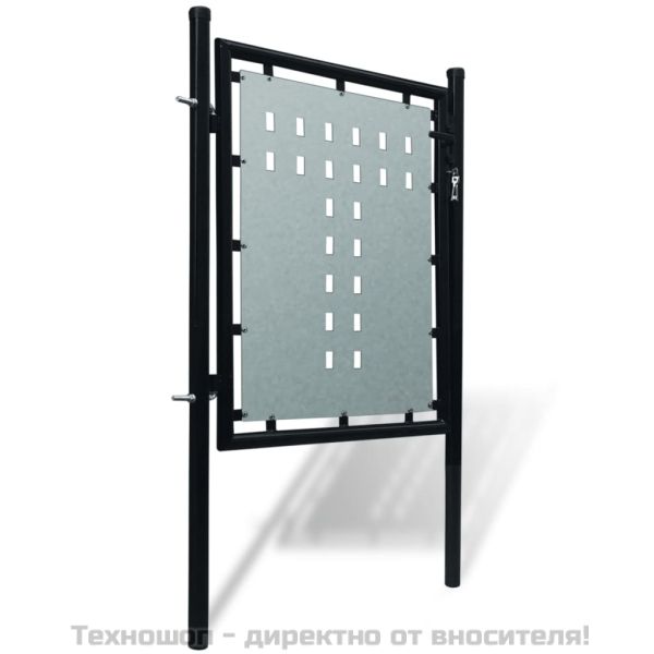 Черна оградна порта с единична врата 100x75 см