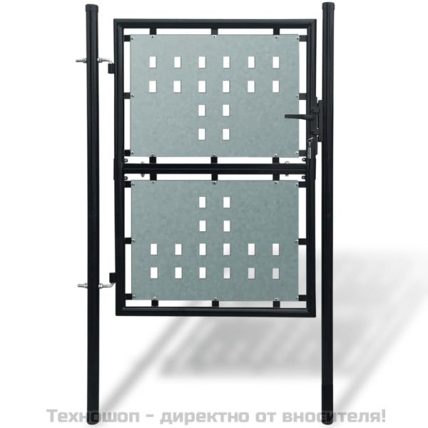 Единична оградна врата, 100x175 см, черна