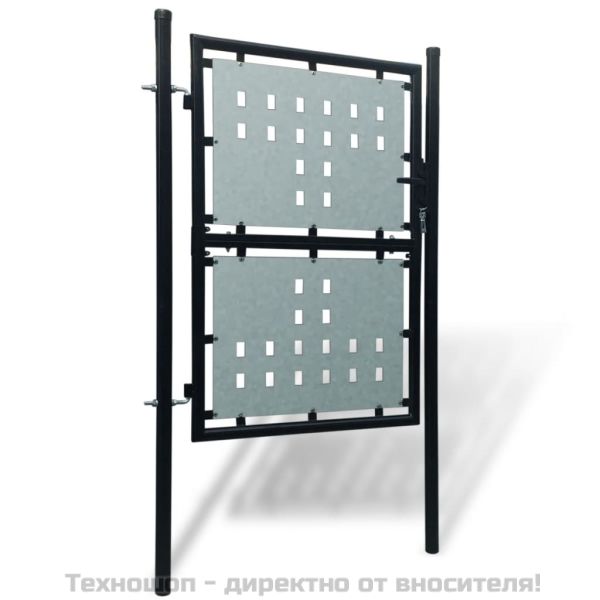 Черна оградна порта с единична врата 100x150 см
