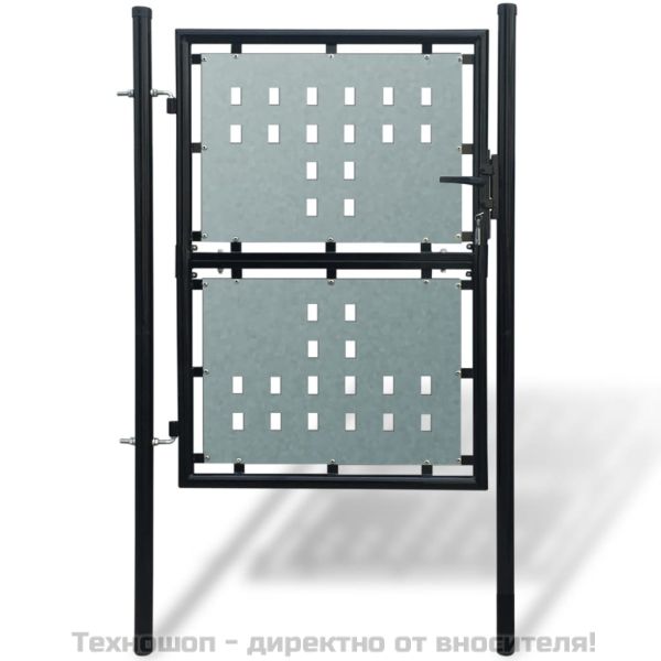 Единична оградна врата, 100x250 см, черна
