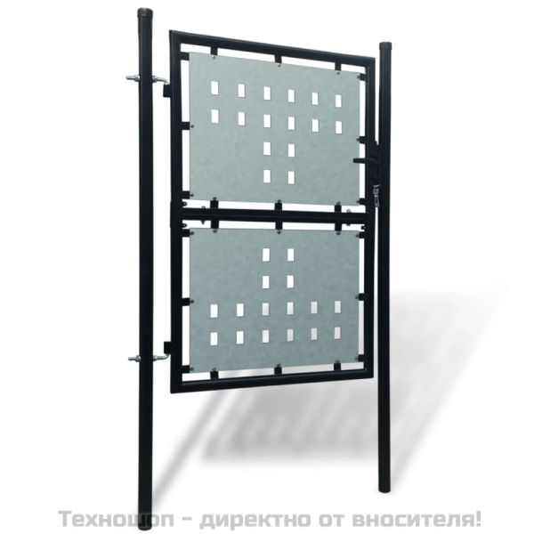 Черна оградна порта с единична врата 100x200 см