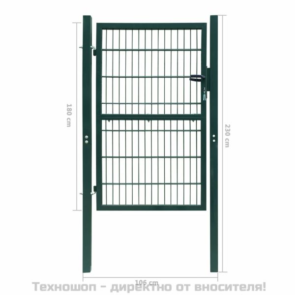 2D Оградна порта (единична) зелена 100x180 см