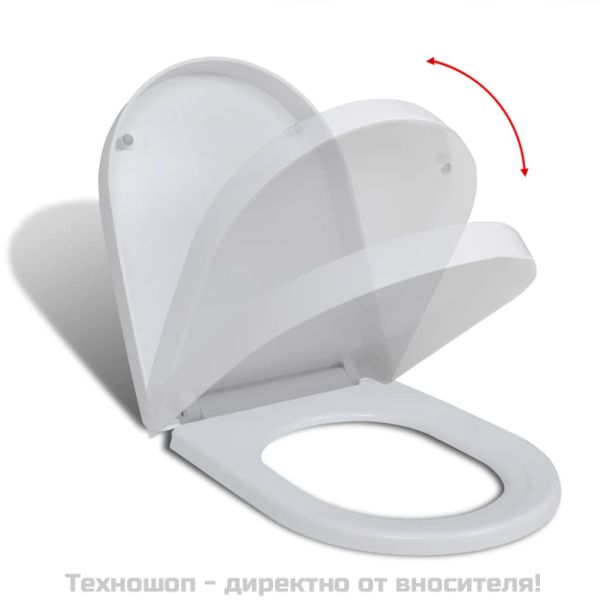 Тоалетна седалка, плавно затваряне, бяла, квадратен дизайн