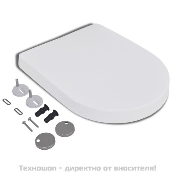 Тоалетна седалка, плавно затваряне, бяла, квадратен дизайн