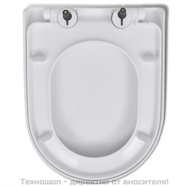Тоалетна седалка, плавно затваряне, бяла, квадратен дизайн
