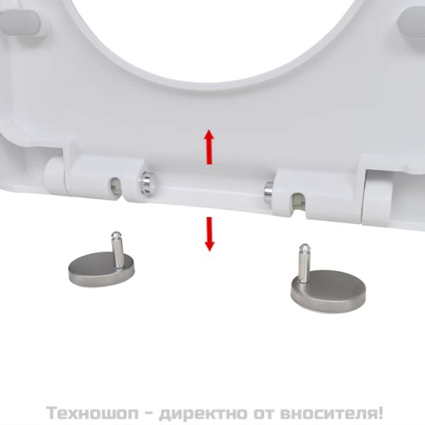 Тоалетна седалка, плавно затваряне, бяла, квадратен дизайн