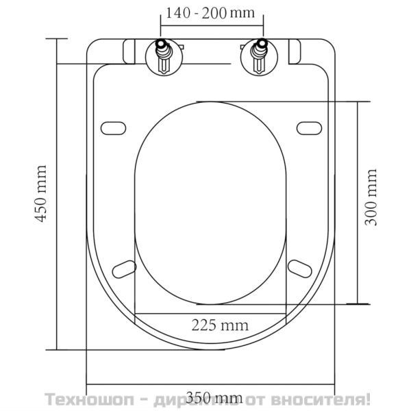 Тоалетна седалка, плавно затваряне, бяла, квадратен дизайн