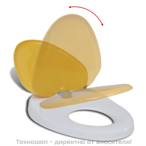 Тоалетна седалка плавно затваряне, бяло и жълто, възрастни/деца