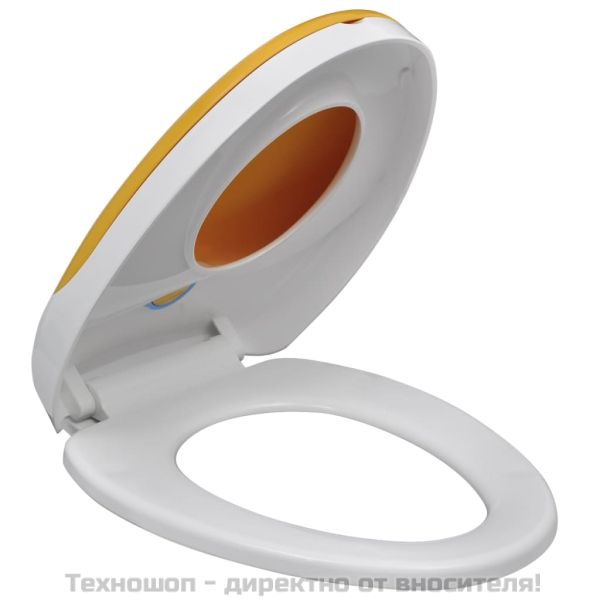 Тоалетна седалка плавно затваряне, бяло и жълто, възрастни/деца