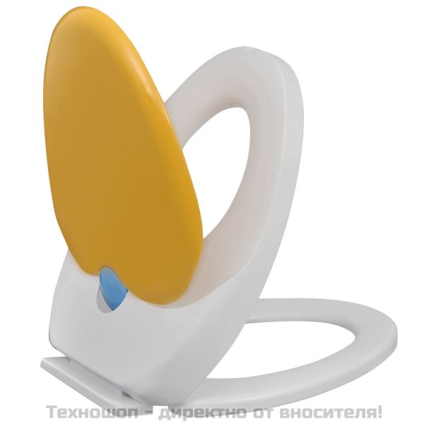 Тоалетна седалка плавно затваряне, бяло и жълто, възрастни/деца