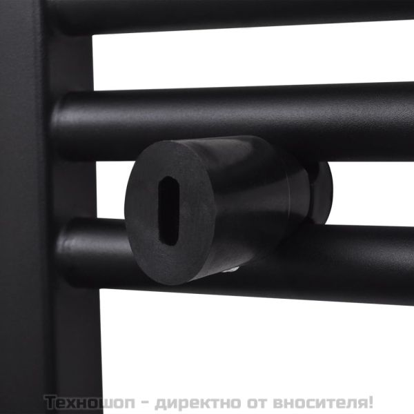 Черна лира за баня, централно отопление, права, 500x764 мм