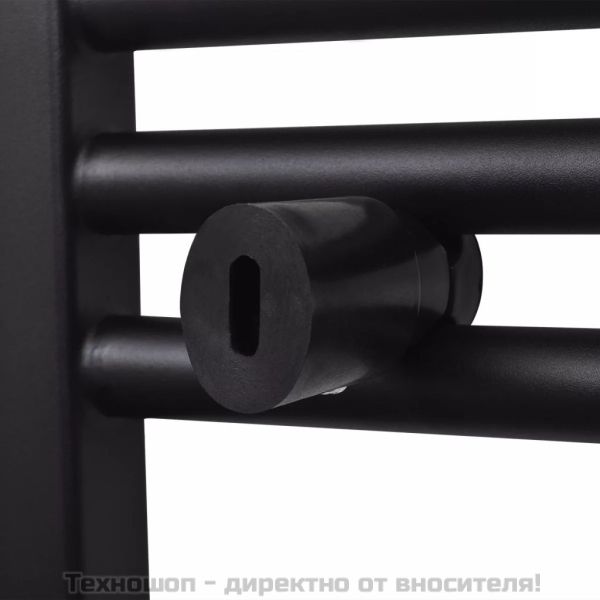 Черна лира за баня, централно отопление, права, 600x764 мм