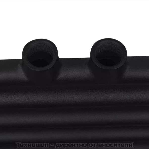 Черна лира за баня, централно отопление, права, 600x764 мм