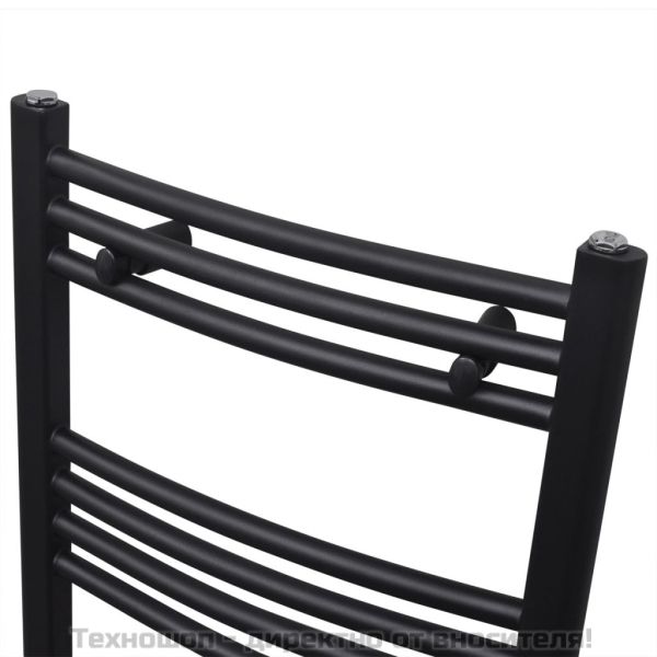 Черна лира за баня, централно отопление, извита, 480x480 мм