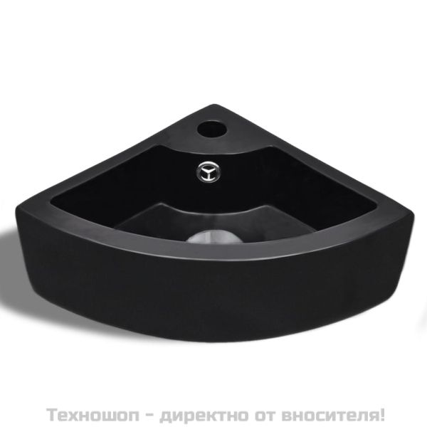 Мивка с преливник, 45x32x12,5 см, керамична, черна