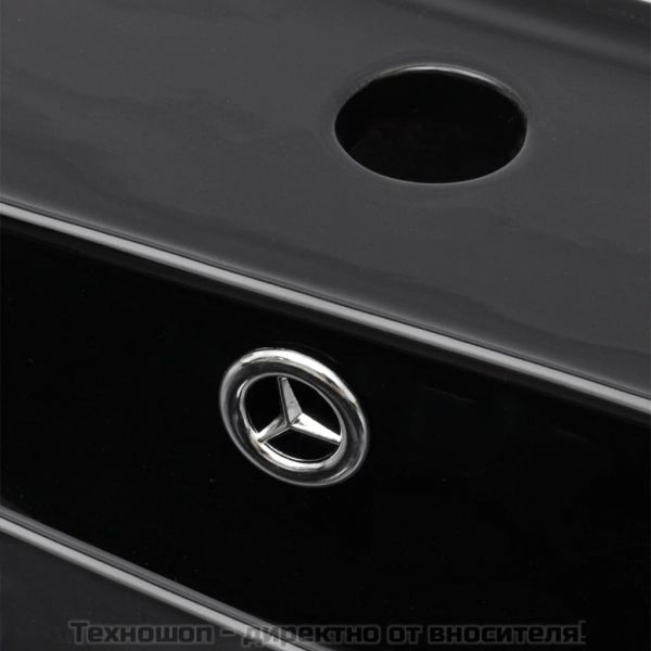 Керамична правоъгълна мивка с преливник отвор за смесител черна