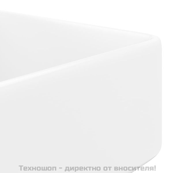 Керамична мивка с отвор за смесител, бяла, квадратна