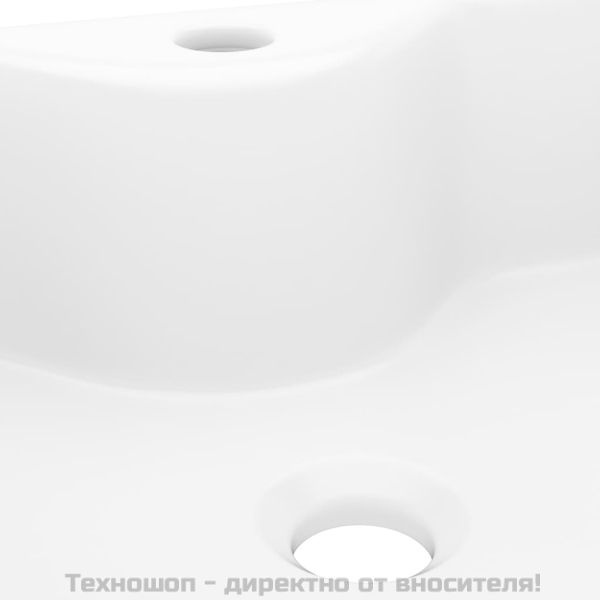 Керамична мивка с отвор за смесител, бяла, квадратна