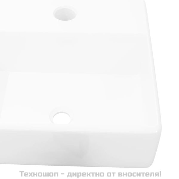 Керамична мивка с отвор за смесител, бяла, квадратна