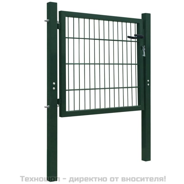 Порта за ограда, стомана, зелена, 105x150 см