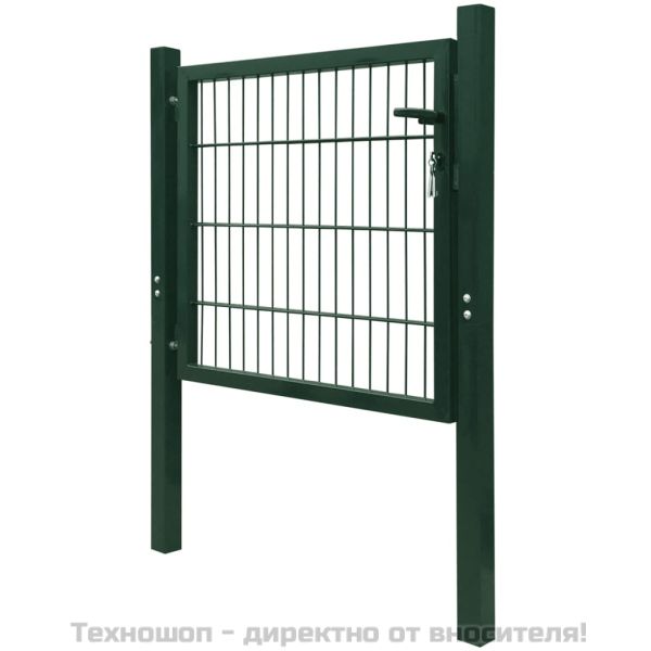 Порта за ограда, стомана, зелена, 105x150 см