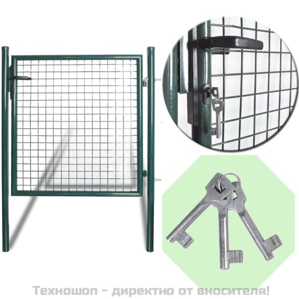 Оградна порта с единична врата 100x100 см, прахово боядисана стомана