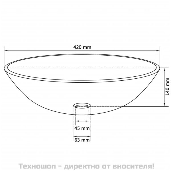 Мивка от закалено стъкло, 42 см, черна