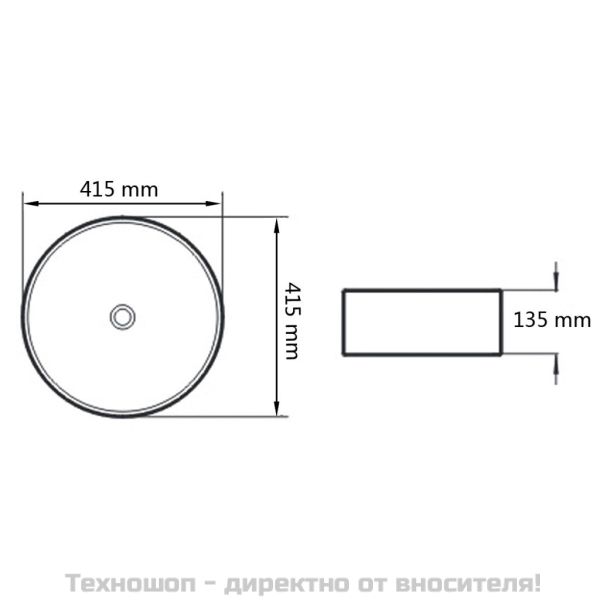 Керамична мивка, кръгла, бяла, 41,5x13,5 см