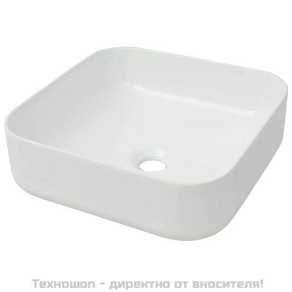 Керамична мивка, квадратна, бяла, 39x39x13,5 см