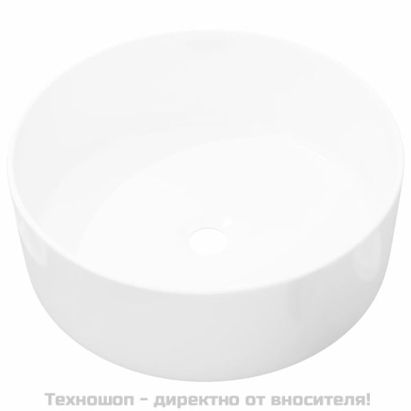 Керамична мивка, кръгла, бяла, 40x15 см
