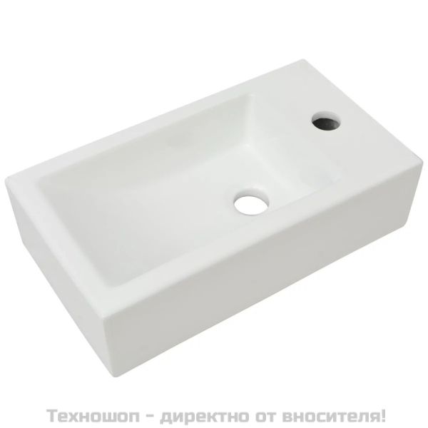 Правоъгълна мивка с отвор за смесител, бяла, 46x25,5x12 см