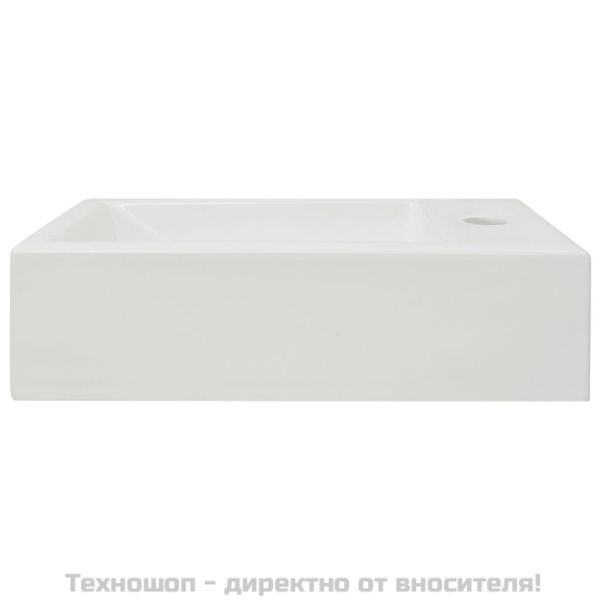 Правоъгълна мивка с отвор за смесител, бяла, 46x25,5x12 см