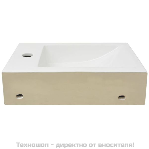 Правоъгълна мивка с отвор за смесител, бяла, 46x25,5x12 см