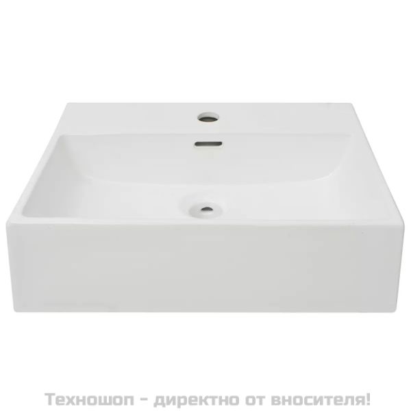 Мивка с отвор за кран, керамична, бяла, 51,5x38,5x15 см