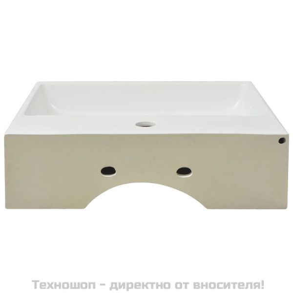 Мивка с отвор за кран, керамична, бяла, 51,5x38,5x15 см