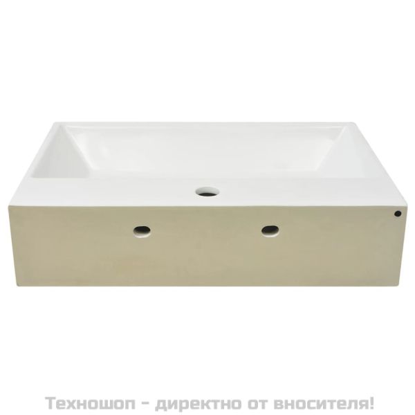 Мивка с отвор за кранче, керамична, бяла, 60,5x42,5x14,5 см