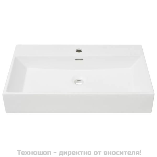 Мивка с отвор за смесител, керамична, бяла 76x42,5x14,5 см