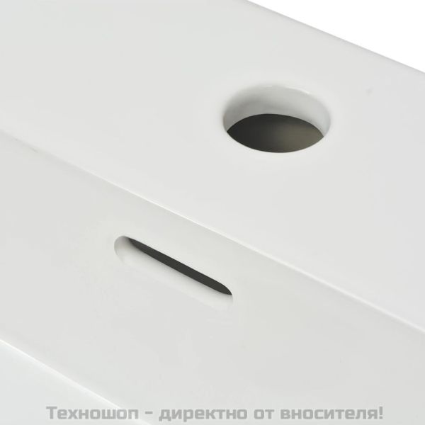 Мивка с отвор за смесител, керамична, бяла 76x42,5x14,5 см