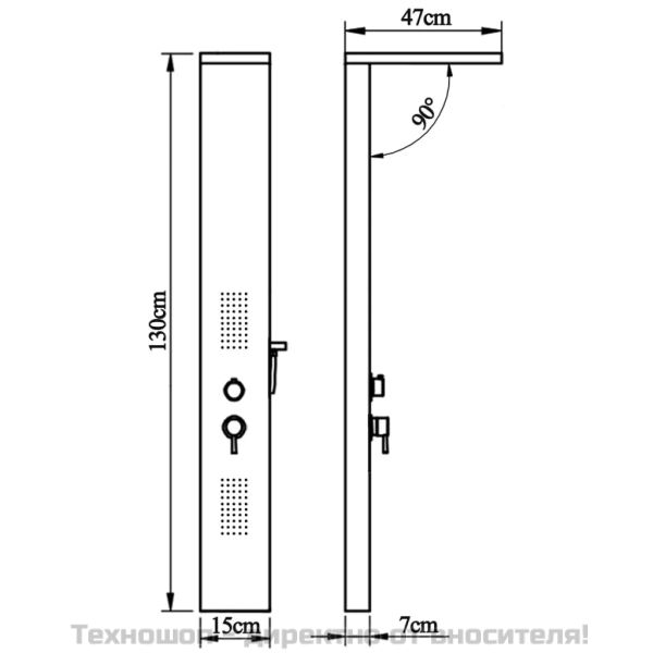 Система душ панел от алуминий, матирано бяло