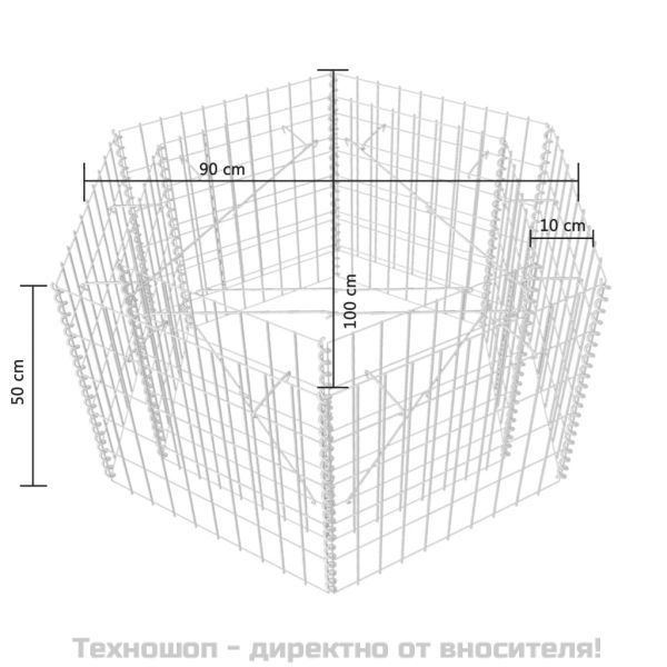 Хексагонален габион повдигната леха, 100x90x50 cм