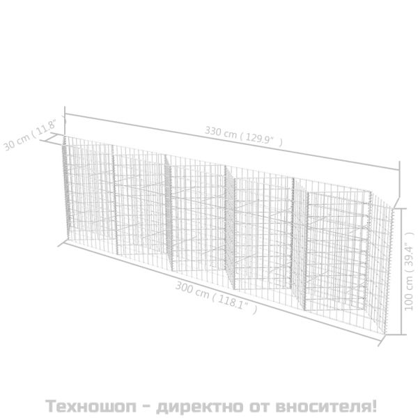 Габионна кошница, поцинкована стомана, 300x30x100 см