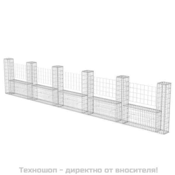 Габион кошница, U-форма, поцинкована стомана, 570x20x100 cм