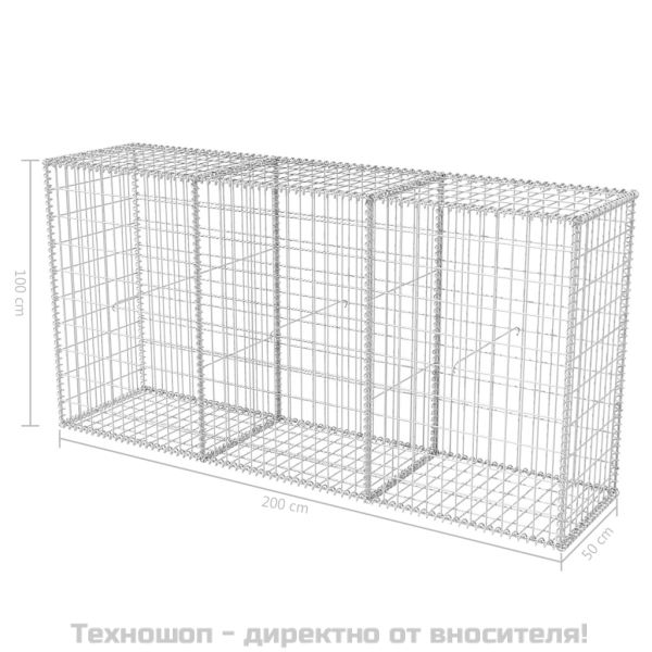 Габионна кошница, стомана, 200x50x100 cм