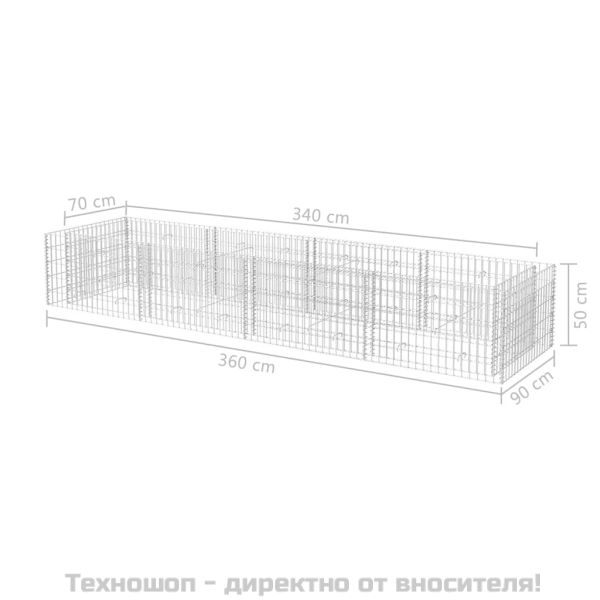Габион повдигната леха, стомана, 360x90x50 см