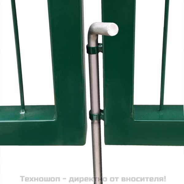 Градинска оградна порта с колони 350x100 см, стомана, зелена
