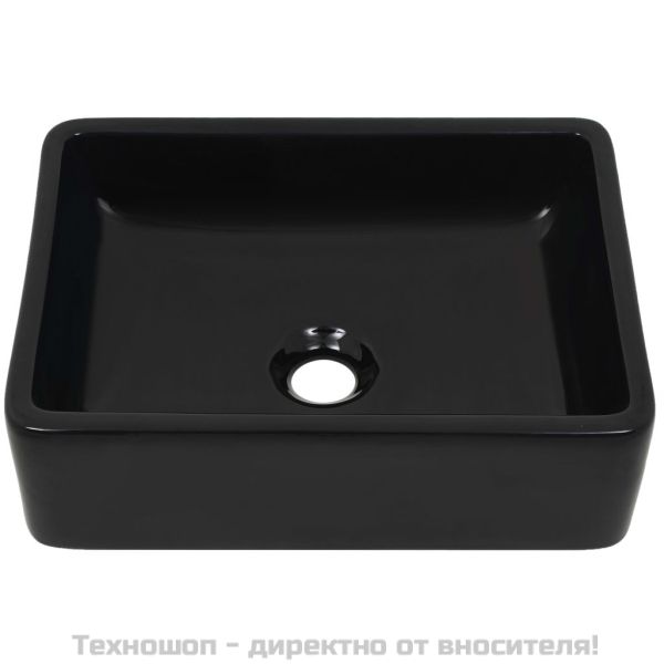 Керамична мивка, правоъгълна, черна, 41x30х12 см