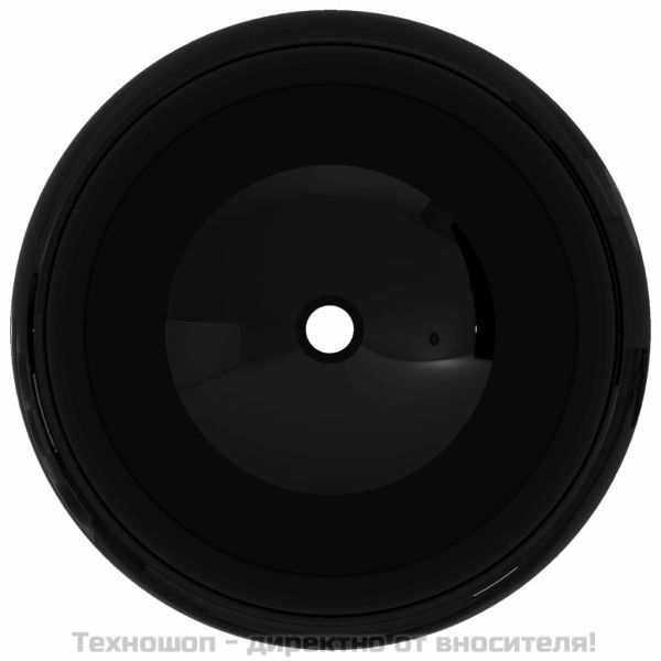 Керамична мивка, кръгла, черна, 40x15 см