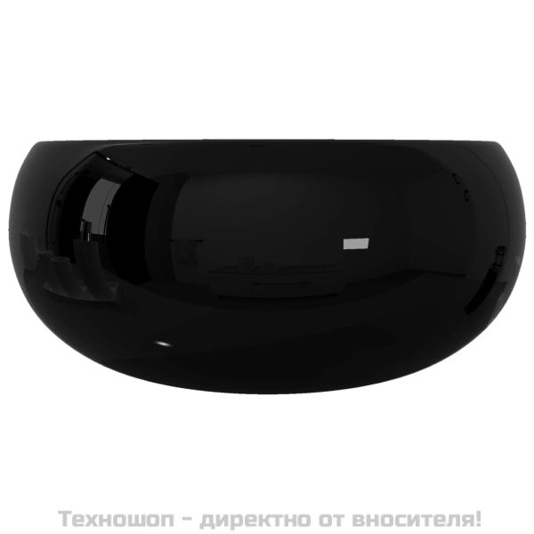 Керамична мивка, кръгла, черна, 40x15 см